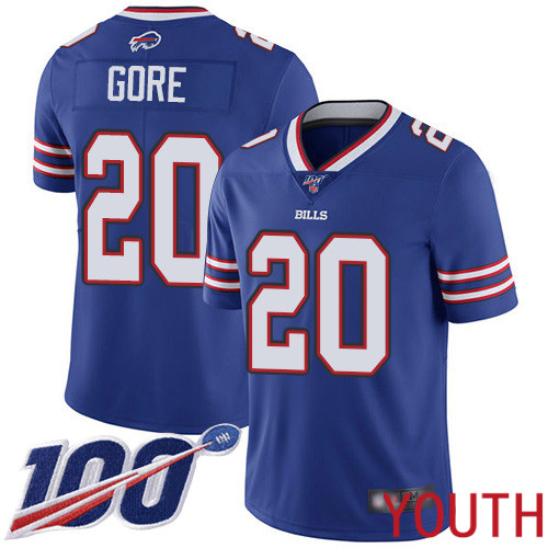 Youth Buffalo Bills 20 Frank Gore Royal Blue Team Color Vapor Untouchable Limited Player 100th Season NFL Jersey